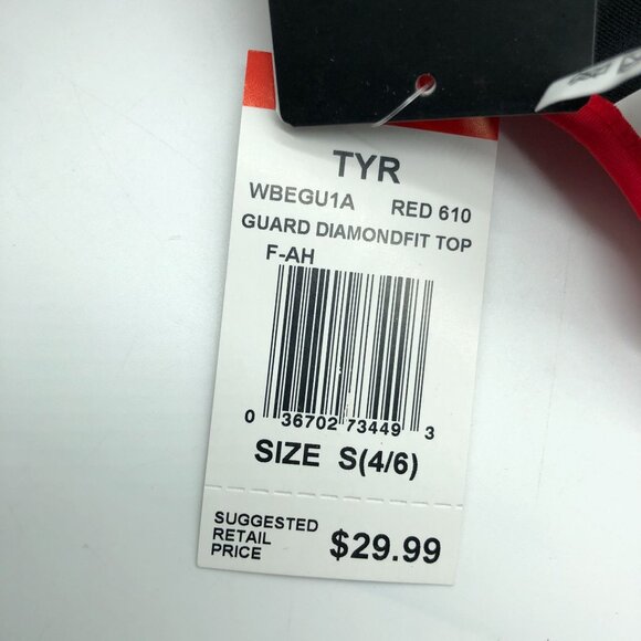 TYR Womens Diamondfit Guard Bikini Top Medium Neckline Flexible Straps Red S - Picture 5 of 7